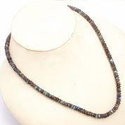 Labradorite Gemstone Beaded Silver Necklace September Birthstone Jewelry For Reduces Stress And Improve Decision-Making Skills 