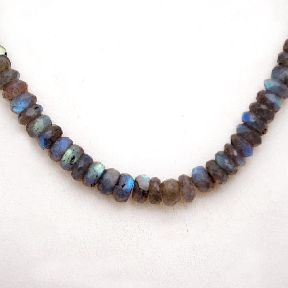 Labradorite Gemstone Beaded Silver Necklace September Birthstone Jewelry For Reduces Stress And Improve Decision-Making Skills 