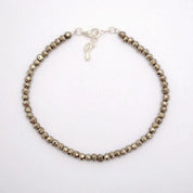 Pyrite Gemstone Beaded Silver Bracelet Jewelry For Mental Clarity And Enhances Focus 