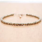 Pyrite Gemstone Beaded Silver Bracelet Jewelry For Mental Clarity And Enhances Focus 