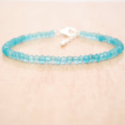 Blue Topaz Gemstone Beaded Silver Bracelet December Birthstone Jewelry For Creativity And Improved Focus 