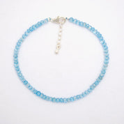 Blue Topaz Gemstone Beaded Silver Bracelet December Birthstone Jewelry For Creativity And Improved Focus 