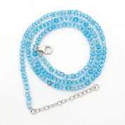 Blue Topaz Gemstone Beaded Silver Necklace December Birthstone Jewelry For Creativity And Clarity Of Mind 