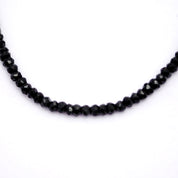 Black Tourmaline Gemstone Beaded Silver Necklace October Birthstone Jewelry For Protection And Reduces Stress 