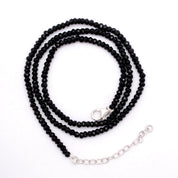 Black Tourmaline Gemstone Beaded Silver Necklace October Birthstone Jewelry For Protection And Reduces Stress 