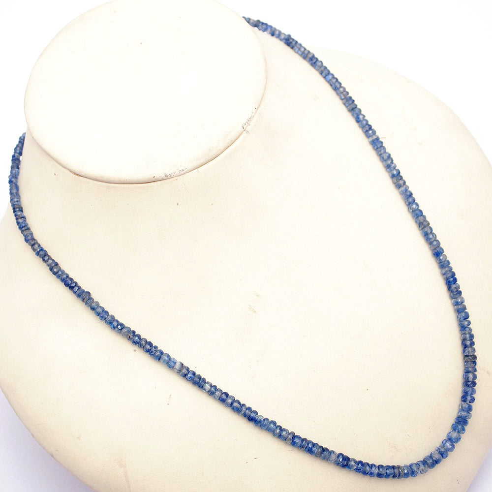 Kyanite Gemstone Beaded Silver Necklace Jewelry For Stress Relief And Reduced Anxiety 