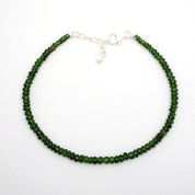Chrome Diopside Gemstone Beaded Silver Bracelet Jewelry For Emotional Healing And Reduces Anxiety 