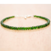 Chrome Diopside Gemstone Beaded Silver Bracelet Jewelry For Emotional Healing And Reduces Anxiety 