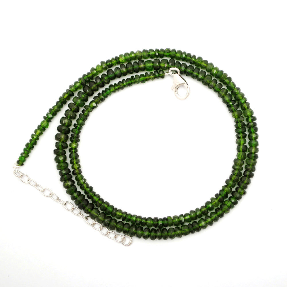 Chrome Diopside Gemstone Beaded Silver Necklace Jewelry For Emotional Healing And Reduces Anxiety 