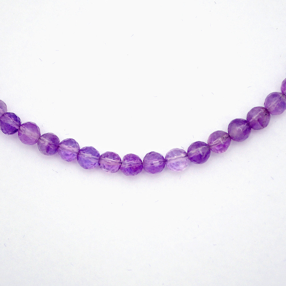 Amethyst Gemstone Beaded Silver Necklace February Birthstone Jewelry For Stress Relief And Reduces Anxiety 