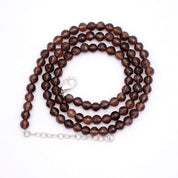 Smoky Quartz Gemstone Beaded Silver Bracelet June Birthstone Jewelry For Emotional Balance And Shields From Negativity 