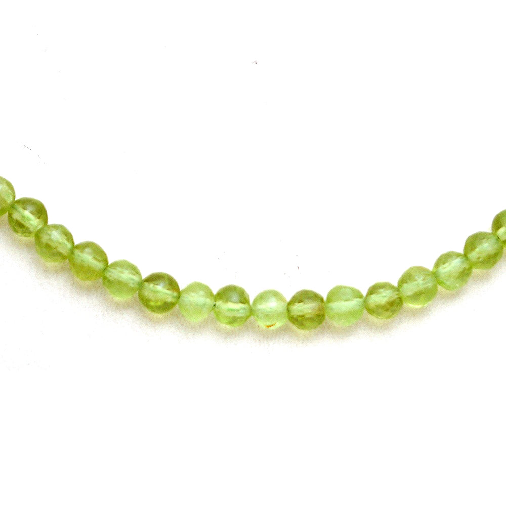 Peridot Gemstone Beaded Silver Necklace August Birthstone Jewelry For Stress Relief And Joy And Prosperity 