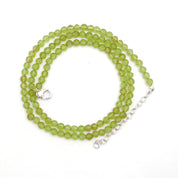 Peridot Gemstone Beaded Silver Necklace August Birthstone Jewelry For Stress Relief And Joy And Prosperity 