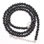 Black Onyx Gemstone Beaded Silver Necklace July Birthstone Jewelry For Grounding And Protection And Emotional Stability 