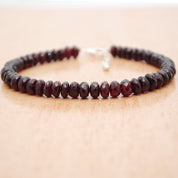 Garnet Gemstone Beaded Silver Bracelet January Birthstone Jewelry For Strength And Vitality 
