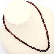 Garnet Gemstone Beaded Silver Necklace January Birthstone Jewelry For Protection And Grounding 