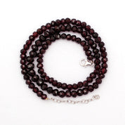 Garnet Gemstone Beaded Silver Necklace January Birthstone Jewelry For Protection And Grounding 