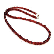 Garnet Gemstone Beaded Silver Necklace January Birthstone Jewelry For Protection And Grounding 