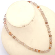 Golden Rutile Gemstone Beaded Silver Necklace April Birthstone Jewelry For Promotes Positive Energy And Enhances Creativity 