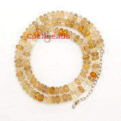 Golden Rutile Gemstone Beaded Silver Necklace April Birthstone Jewelry For Promotes Positive Energy And Boosts Confidence 