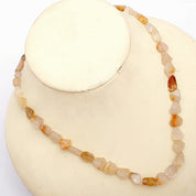 Golden Rutile Gemstone Beaded Silver Necklace April Birthstone Jewelry For Boosts Energy And Reduces Stress 