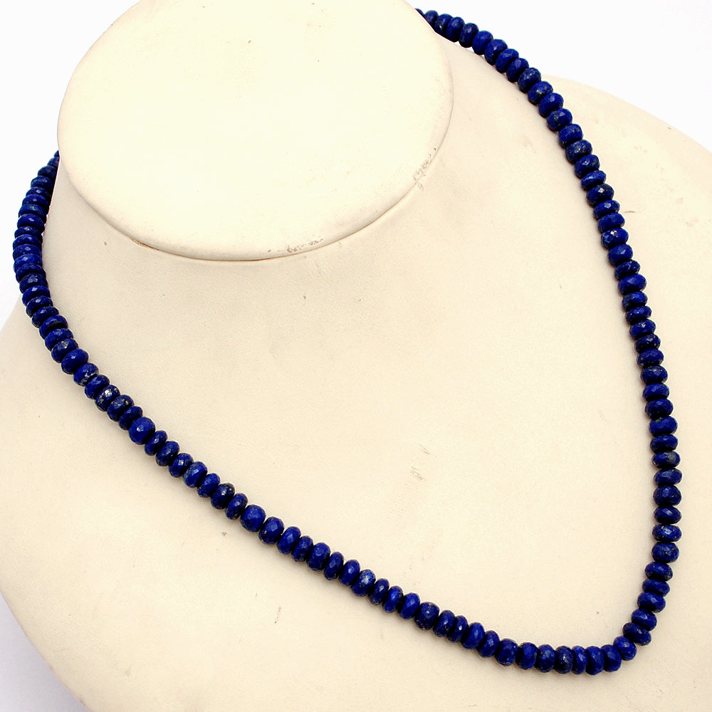 Lapis Lazuli Gemstone Beaded Silver Necklace Jewelry For Truth And Promotes Self-Awareness 