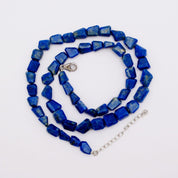 Lapis Lazuli Gemstone Beaded Silver Necklace Jewelry For Protection And Reduces Stress 