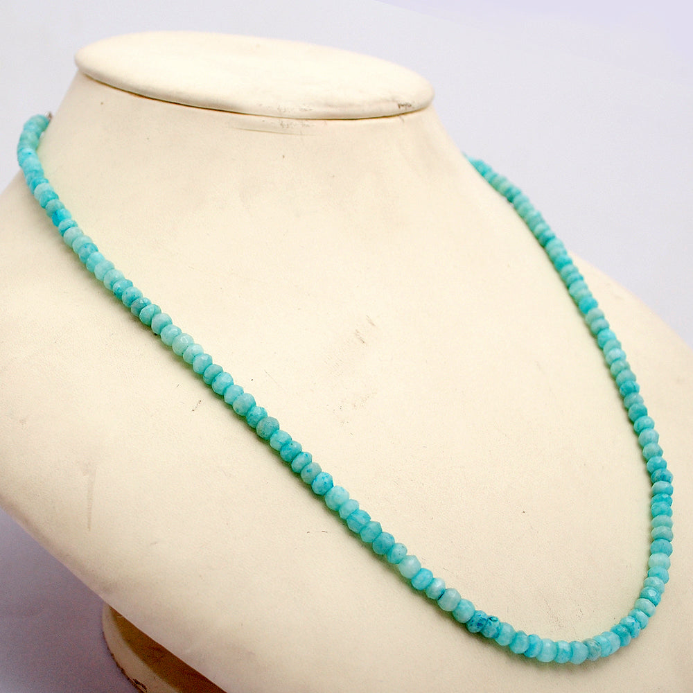 Amazonite Gemstone Beaded Silver Necklace Jewelry For Enhances Communication And Stress Relief 