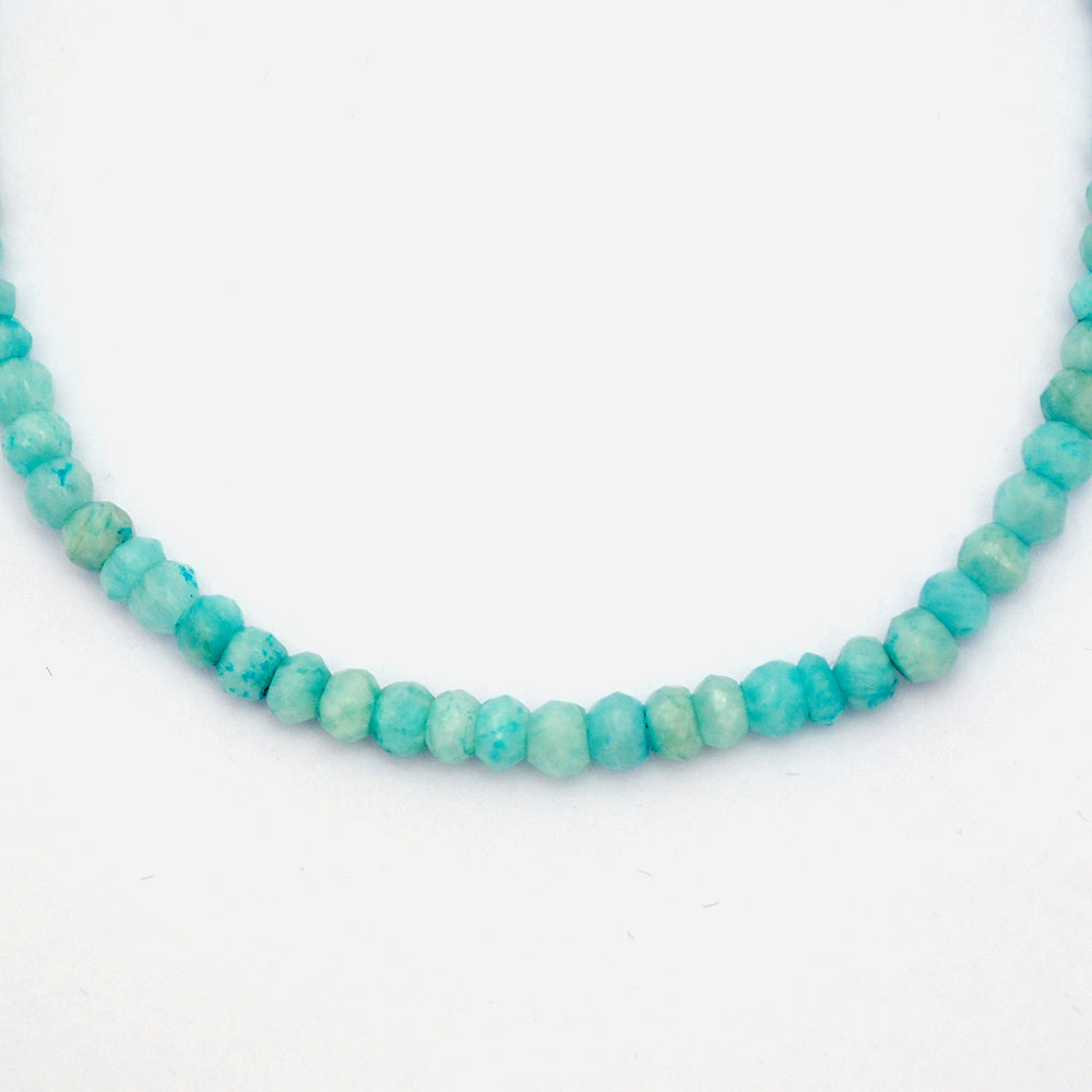 Amazonite Gemstone Beaded Silver Necklace Jewelry For Enhances Communication And Stress Relief 