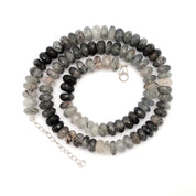 Black Rutile Gemstone Beaded Silver Necklace Jewelry For Protection And Shields From Negative Energy 