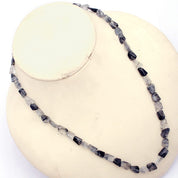 Black Rutile Gemstone Beaded Silver Necklace Jewelry For Grounding And Shields From Negative Energy 