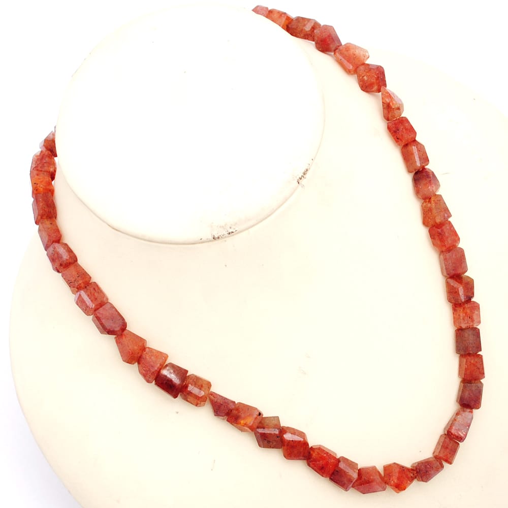 Sunstone Gemstone Beaded Silver Necklace July Birthstone Jewelry For Confidence And Overall Well-Being 