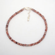 Chocolate Moonstone Beaded Silver Bracelet June Birthstone Jewelry For Emotional Balance And Promotes Sleep 