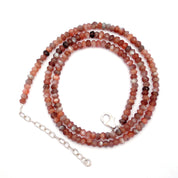 Chocolate Moonstone Beaded Silver Necklace June Birthstone Jewelry For Emotional Balance And Reduces Stress 