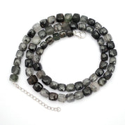 Black Rutile Gemstone Beaded Silver Necklace Jewelry For Protection And Shields From Negative Energy 