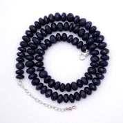 Dumortierite Gemstone Beaded Silver Necklace Jewelry For Communication And Calms The Mind 