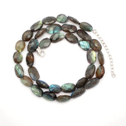 Labradorite Gemstone Beaded Silver Necklace September Birthstone Jewelry For Enhances Psychic Abilities And Balance Emotions 