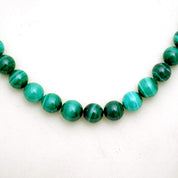 Malachite Gemstone Beaded Silver Necklace April Birthstone Jewelry For Absorbs Negative Energy And Reduces Stress 