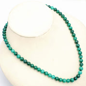 Malachite Gemstone Beaded Silver Necklace April Birthstone Jewelry For Absorbs Negative Energy And Reduces Stress 