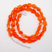 Carnelian Gemstone Beaded Silver Necklace July Birthstone Jewelry For Enhances Courage And Enhances Self-Confidence 