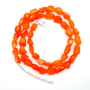 Carnelian Gemstone Beaded Silver Necklace July Birthstone Jewelry For Enhances Courage And Enhances Self-Confidence 