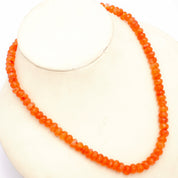 Carnelian Gemstone Beaded Silver Necklace July Birthstone Jewelry For Stimulates Creativity And Enhances Self-Confidence 