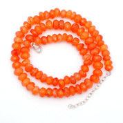 Carnelian Gemstone Beaded Silver Necklace July Birthstone Jewelry For Stimulates Creativity And Enhances Self-Confidence 