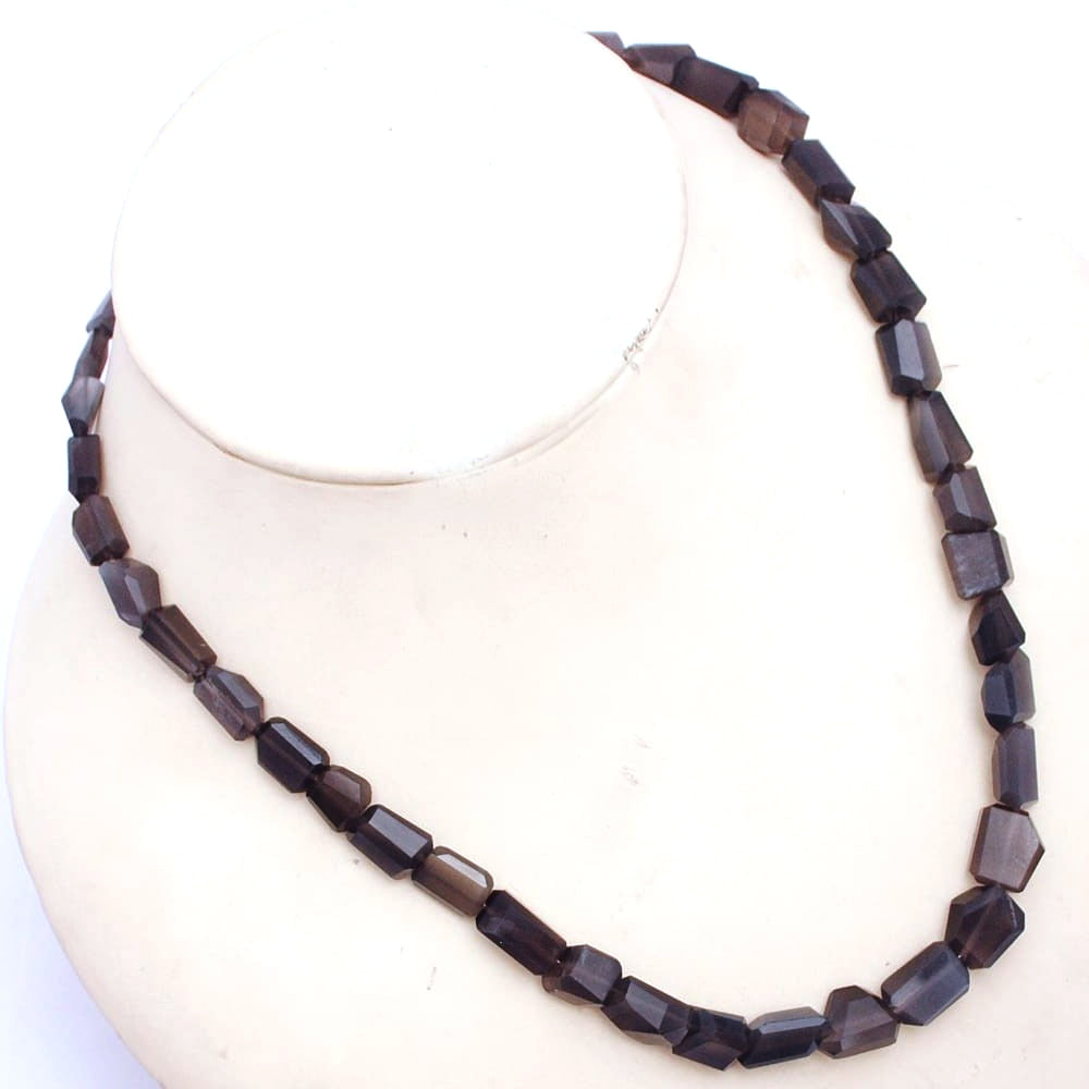 Black Moonstone Beaded Silver Necklace Jewelry For Inner Peace And Reduces Stress 