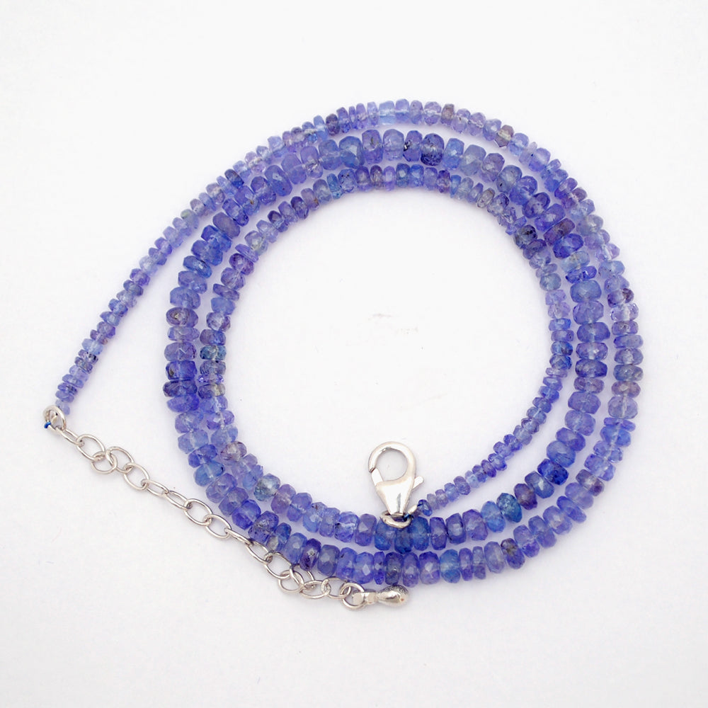 Tanzanite Gemstone Beaded Silver Necklace December Birthstone Jewelry For Spiritual Awareness And Enhances Intuition 