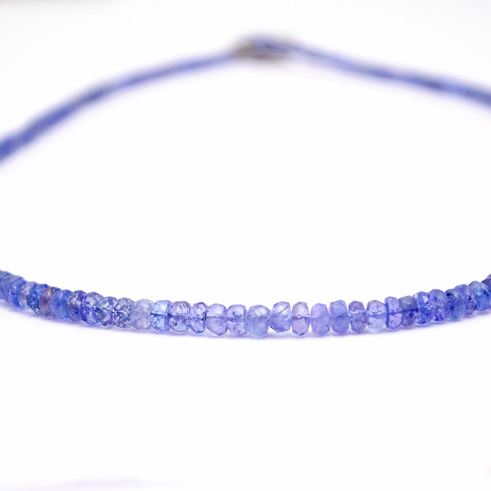 Tanzanite Gemstone Beaded Silver Necklace December Birthstone Jewelry For Spiritual Awareness And Enhances Intuition 