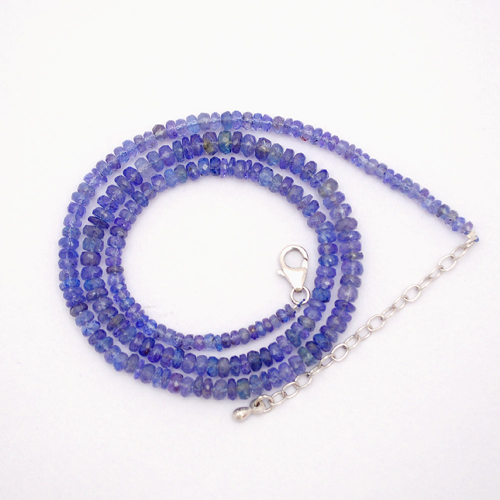 Tanzanite Gemstone Beaded Silver Necklace December Birthstone Jewelry For Personal Growth And Creativity 