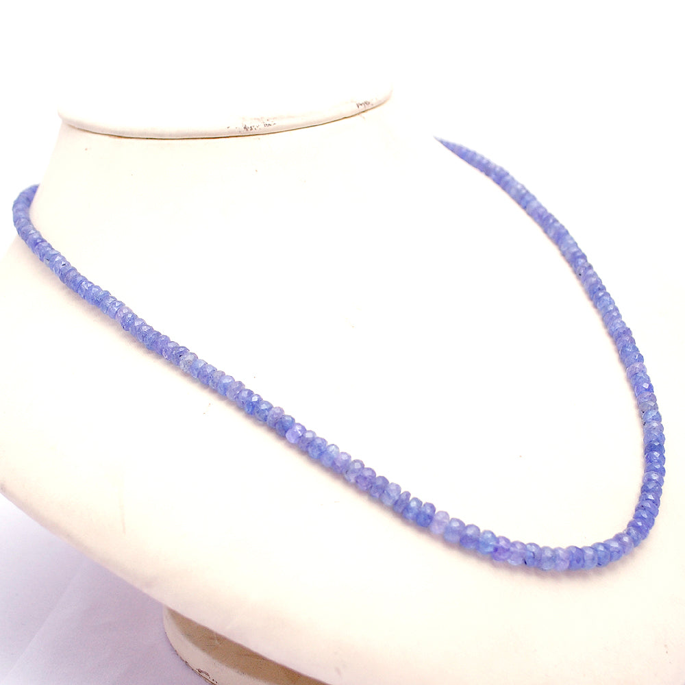 Tanzanite Gemstone Beaded Silver Necklace December Birthstone Jewelry For Spiritual Awareness And Enhances Intuition 