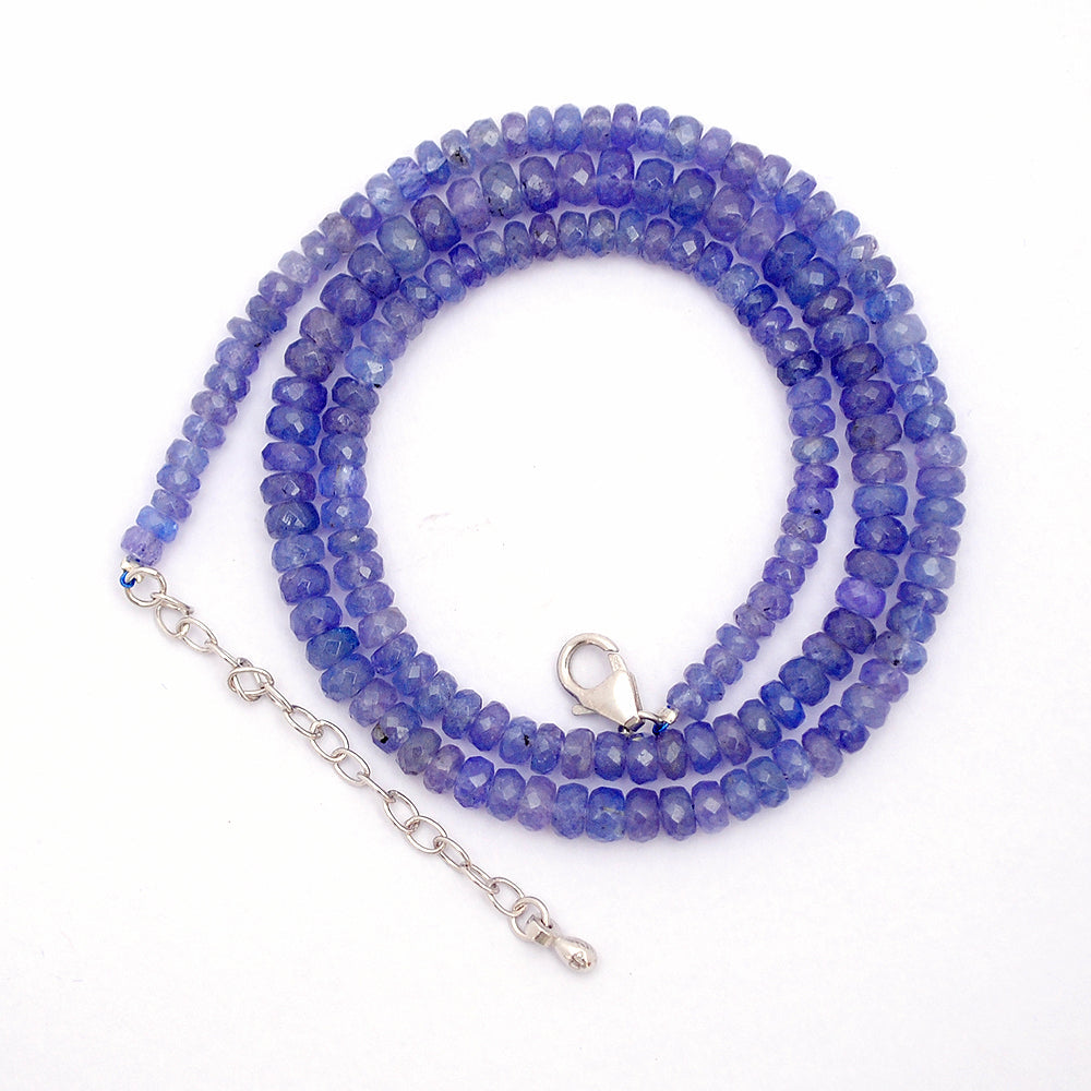 Tanzanite Gemstone Beaded Silver Necklace December Birthstone Jewelry For Spiritual Awareness And Enhances Intuition 