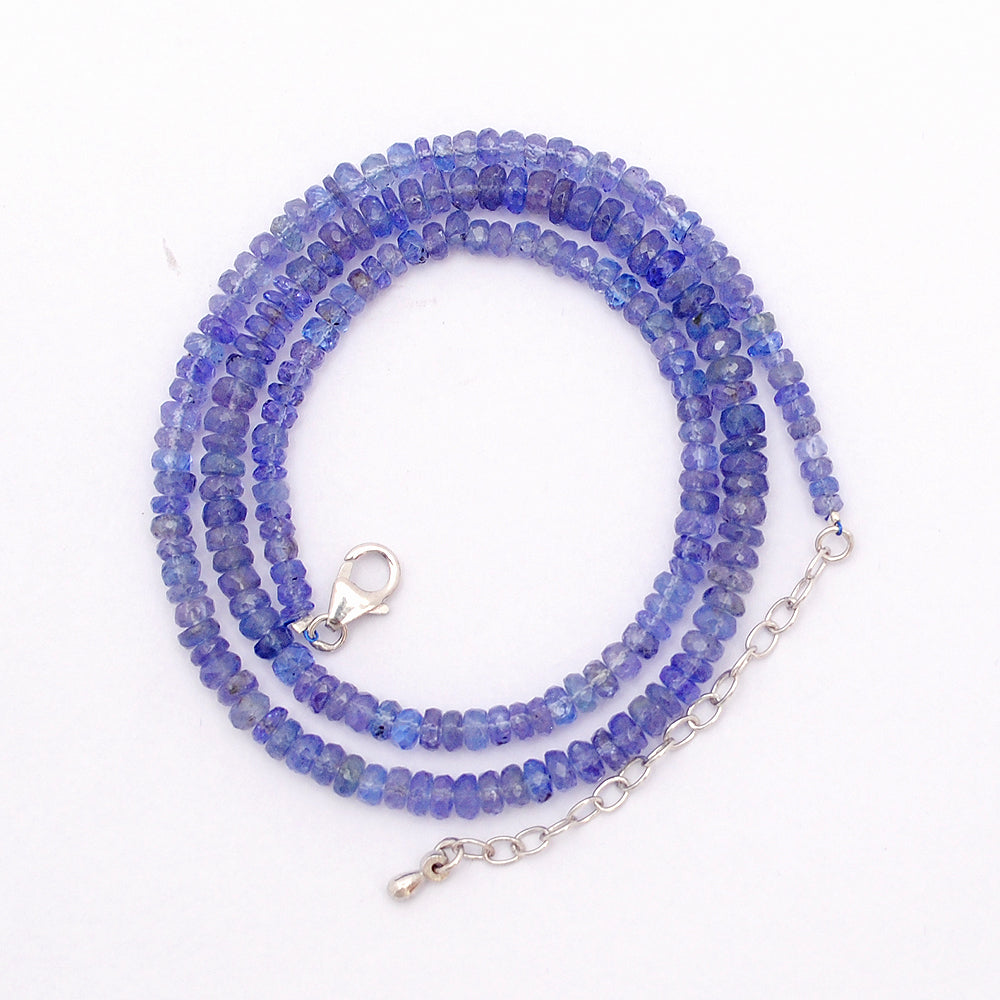 Tanzanite Gemstone Beaded Silver Necklace December Birthstone Jewelry For Spiritual Awareness And Enhances Intuition 